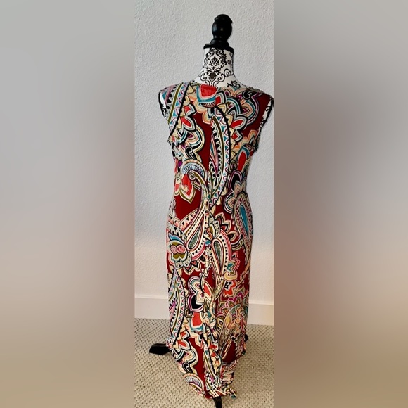 KATE & MALLORY Multicolor Front Knot V-Neck Sleeveless Long Maxi Dress Sz M - Picture 2 of 10
